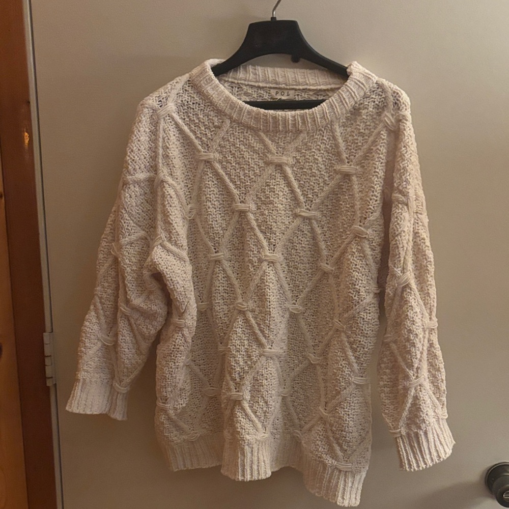 POL Elegant Cream Cable Knit Sweater
